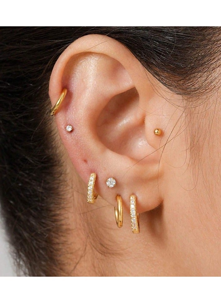 20 pcs Small Gold Hoop Earrings for Women,18K Gold Plated Stainless Steel Small Hoop Earrings Set for Multiple Piercing, Gorgeous Huggie Hoop Cartilage Helix Tragus Earrings - Image 5