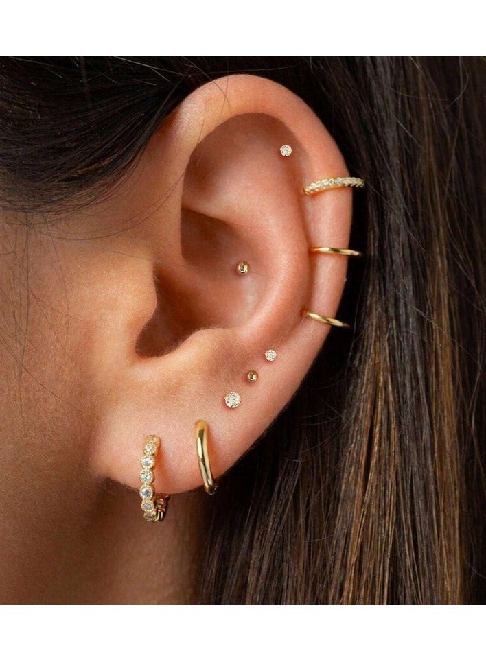20 pcs Small Gold Hoop Earrings for Women,18K Gold Plated Stainless Steel Small Hoop Earrings Set for Multiple Piercing, Gorgeous Huggie Hoop Cartilage Helix Tragus Earrings - Image 3