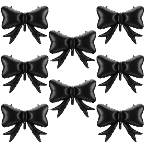 Hungdao 8 Pcs Black Bow Balloon Giant Bowknot Theme Birthday Party Decoration Big Latex Balloon Arch Baby Shower Party Supplies Bow Backdrop Macaron Coquette Wedding Bridal Shower24 x 32 - Image 1