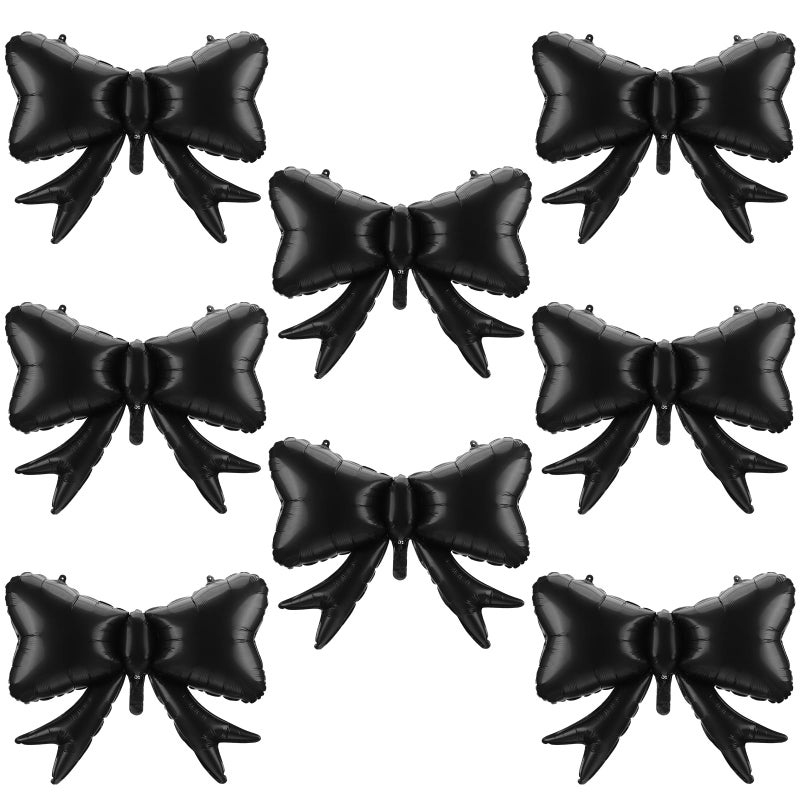Hungdao 8 Pcs Black Bow Balloon Giant Bowknot Theme Birthday Party Decoration Big Latex Balloon Arch Baby Shower Party Supplies Bow Backdrop Macaron Coquette Wedding Bridal Shower24 x 32 - Image 3