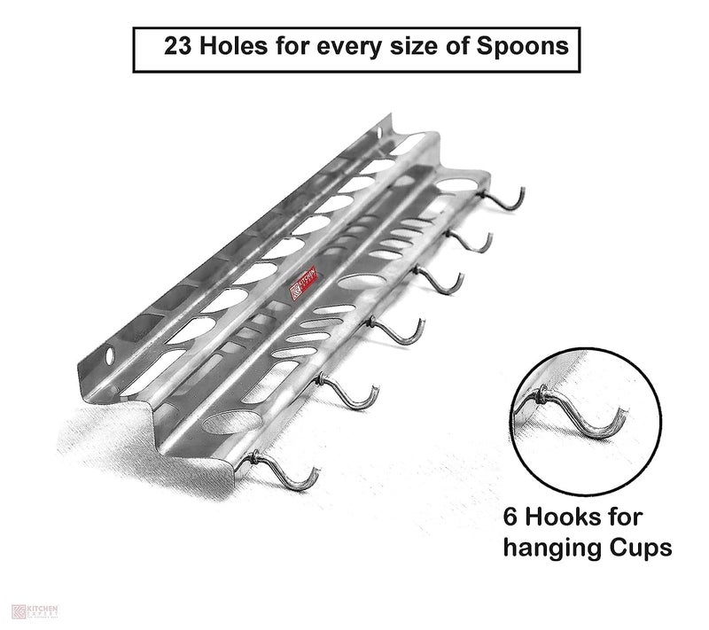 TGS Stainless Steel Wall Cup Holder Cup Stand Spatula Holder Stand - Image 3
