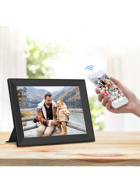 إطار صورة رقمي من Frameo، إطار صور رقمي بعرض شرائح WiFi مع شاشة لمس IPS مقاس 10.1 بوصة، تحميل من الهاتف إلى إطار رقمي سعة 32 جيجابايت، صور دوارة ذكية عبر إطار صورة إلكتروني أبيض، هدية