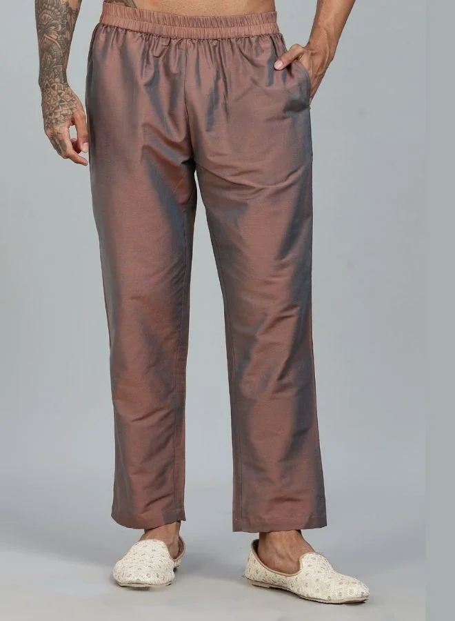 Abhishti  Brown Kurta Pant with Woven Design Bandi Set  | Best Price UAE