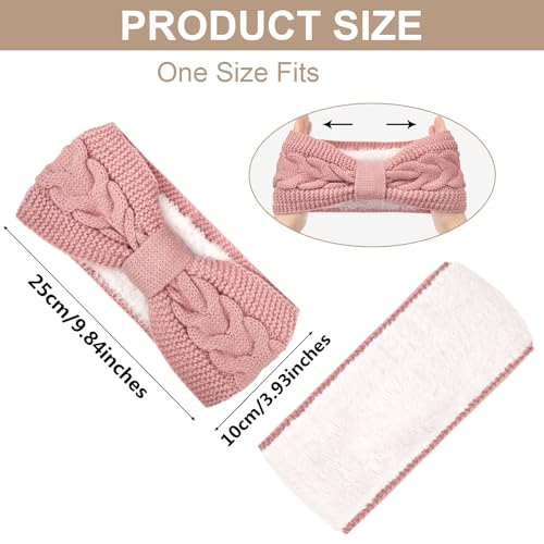 Chalier Warm Winter Headbands for Women Cable Crochet Turban Ear Warmer Headband with Plush, Twist Multicolour 3(4 Pack) - Image 4