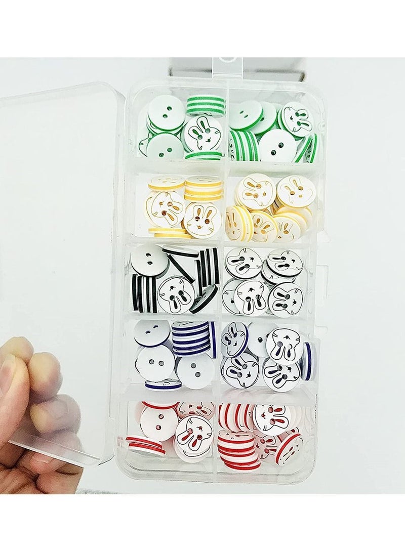 Y&D Resin Buttons, DIY Handmade Clothes 150Pcs Buttons for Baby Cardigans Knitting, Round Sewing Cute Assorted with Plastic Storage Box Art Craft Child Clothing - Image 4