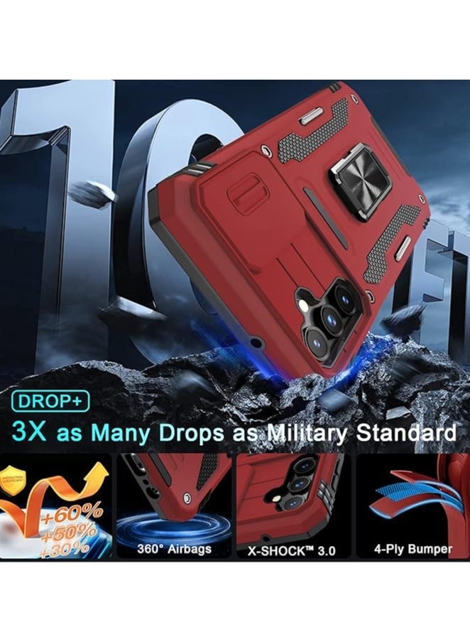 TEAM LUXURY Samsung Galaxy S24Ultra Case, Slide Camera Cover, Built in Rotate Ring Kickstand, Heavy Duty Shockproof Protective Case  - Image 2