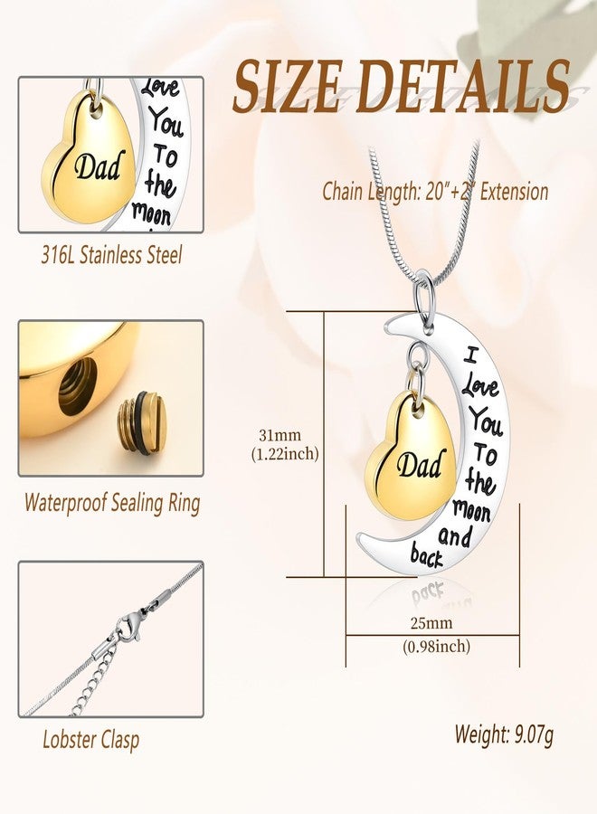 Minicremation Cremation Urn Necklace for Ashes I Love You to The Moon and Back Keepsake Pendant Cremation Jewelry Ashes Locket(Dad) - Image 2