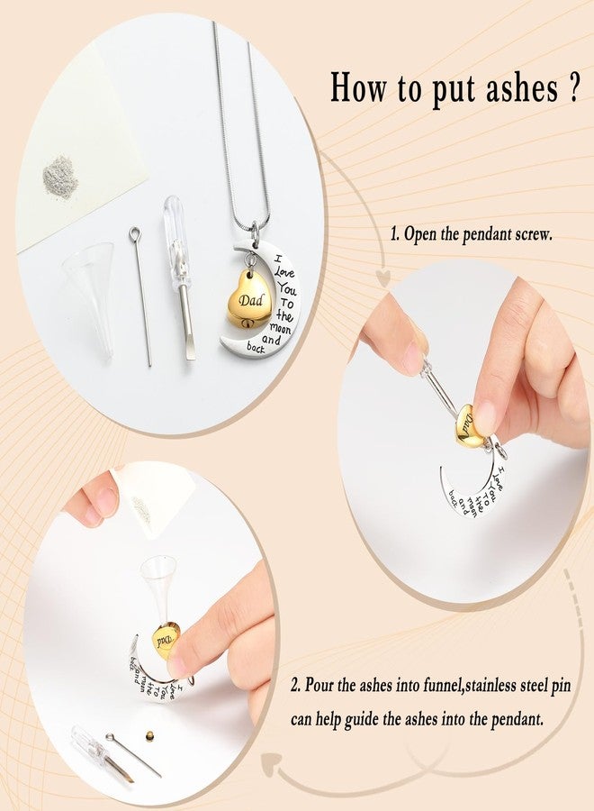 Minicremation Cremation Urn Necklace for Ashes I Love You to The Moon and Back Keepsake Pendant Cremation Jewelry Ashes Locket(Dad) - Image 4