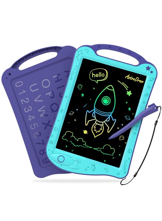 HOMESTEC Astrodraw Drawing Pad Toys Colorful Lcd Writing Tablet For Kids Doodle Board For Toddlers 3 4 5 6 Years Old Travel Sensory Space Toy For Boys Girls Birthday Gift Idea (Aqua/Purple) - Image 1