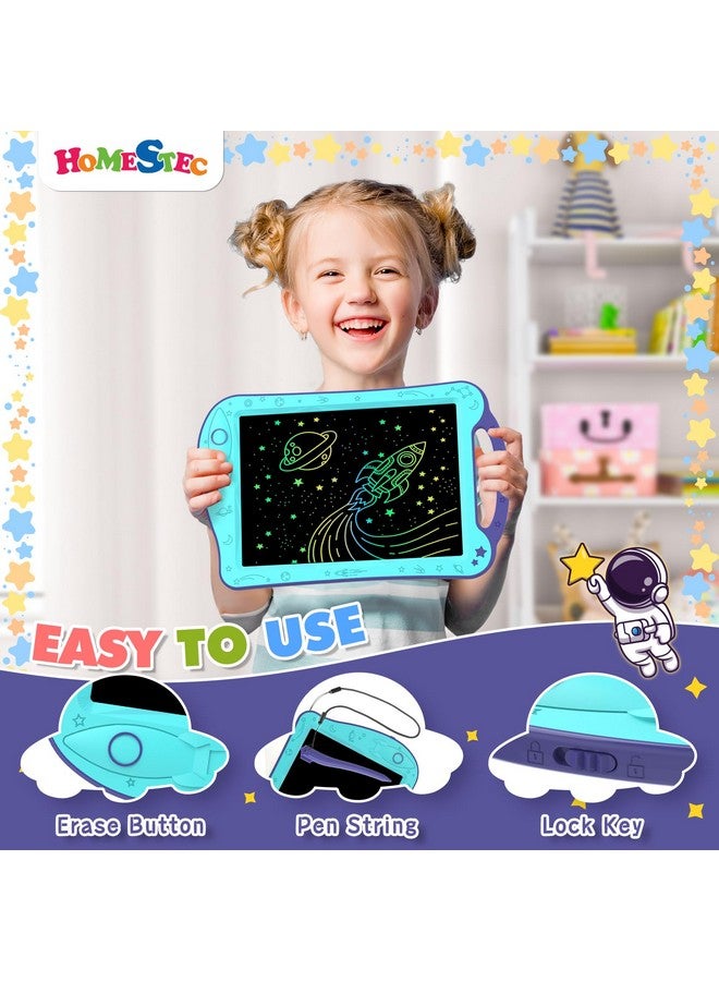 HOMESTEC Astrodraw Drawing Pad Toys Colorful Lcd Writing Tablet For Kids Doodle Board For Toddlers 3 4 5 6 Years Old Travel Sensory Space Toy For Boys Girls Birthday Gift Idea (Aqua/Purple) - Image 2