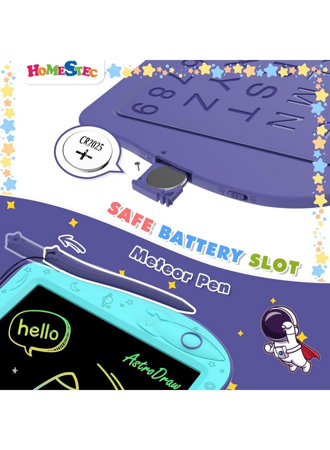 HOMESTEC Astrodraw Drawing Pad Toys Colorful Lcd Writing Tablet For Kids Doodle Board For Toddlers 3 4 5 6 Years Old Travel Sensory Space Toy For Boys Girls Birthday Gift Idea (Aqua/Purple) - Image 4