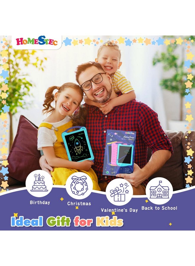HOMESTEC Astrodraw Drawing Pad Toys Colorful Lcd Writing Tablet For Kids Doodle Board For Toddlers 3 4 5 6 Years Old Travel Sensory Space Toy For Boys Girls Birthday Gift Idea (Aqua/Purple) - Image 5