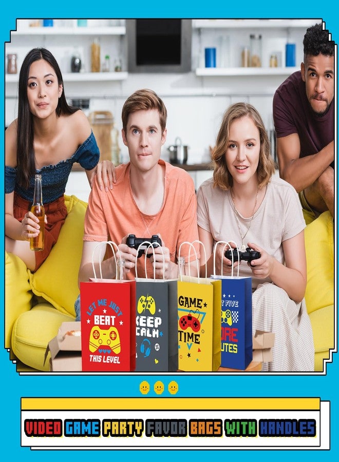 Resholder 24 Pcs Video Game Gift Bags with Handle Gamer Party Favors Goodie Treat Candy Bags with 8 Different Types Gaming Kraft Paper Pouches for Birthday Party Supplies Decorations (Bright) - Image 4