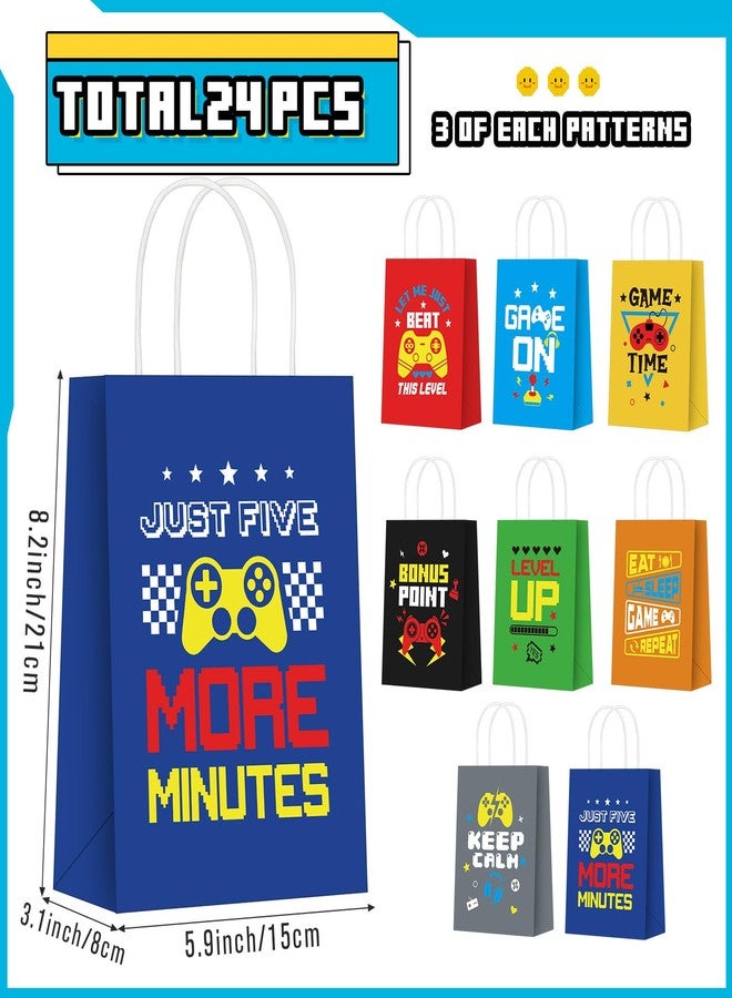 Resholder 24 Pcs Video Game Gift Bags with Handle Gamer Party Favors Goodie Treat Candy Bags with 8 Different Types Gaming Kraft Paper Pouches for Birthday Party Supplies Decorations (Bright) - Image 2