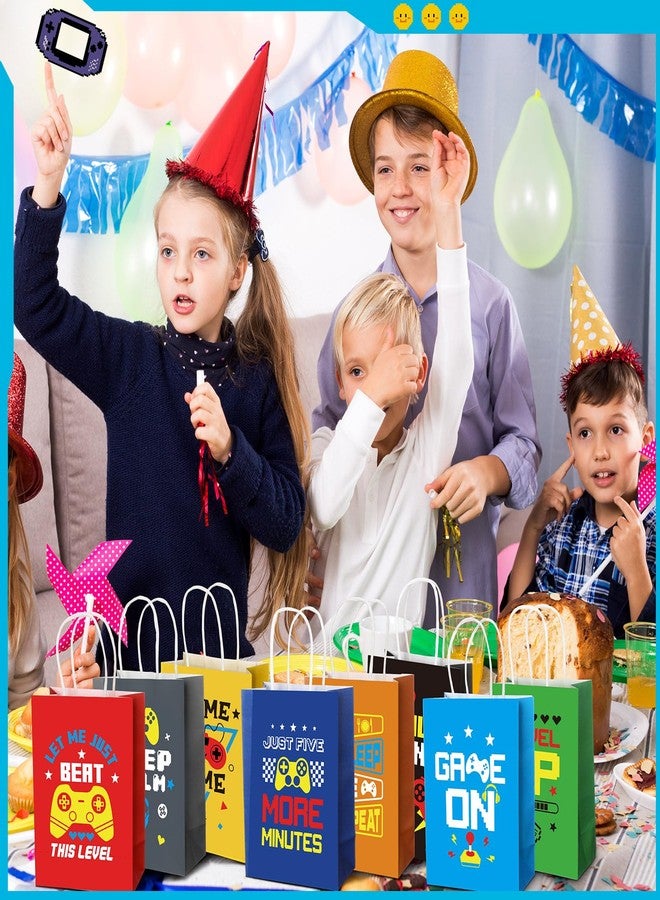 Resholder 24 Pcs Video Game Gift Bags with Handle Gamer Party Favors Goodie Treat Candy Bags with 8 Different Types Gaming Kraft Paper Pouches for Birthday Party Supplies Decorations (Bright) - Image 5