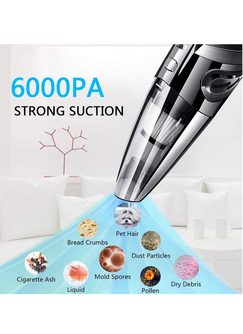 Captaintech Handheld Vacuums, Wet and Dry Cleaner 120W 6000Pa Strong Suction, 2200mAh Up to 30 Mins Car Rechargeable, Portable for Home, Pet, and Office  - Image 2