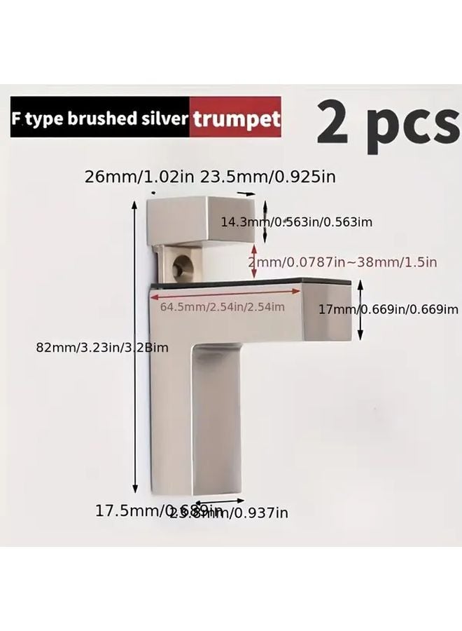 Small Brushed Zinc Alloy F Shaped Glass Shelf Brackets Adjustable Multi Functional - Image 1