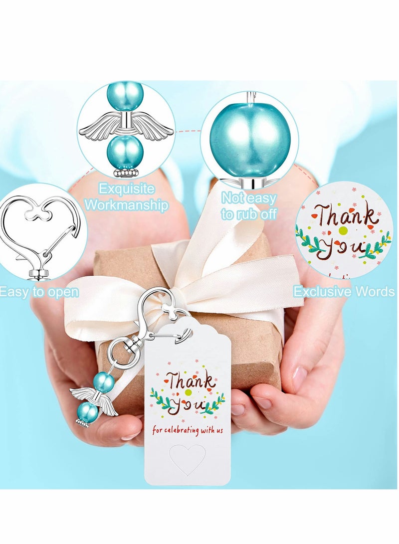 50 Pcs Baby Shower Keychain Favors with Organza Bags & Thank You Tags - Perfect for Girls' Bridal, Baptism & Birthday Parties (Blue) - Image 4