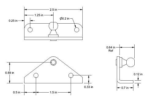 JQuad Angled Lift Support Bracket Inside Mount - Zinc Plated 10 Gauge Steel - 10mm Ball Stud - Gas Strut Mounting Brackets - Gas Shock Lid Strut Prop Spring Mount - Image 5