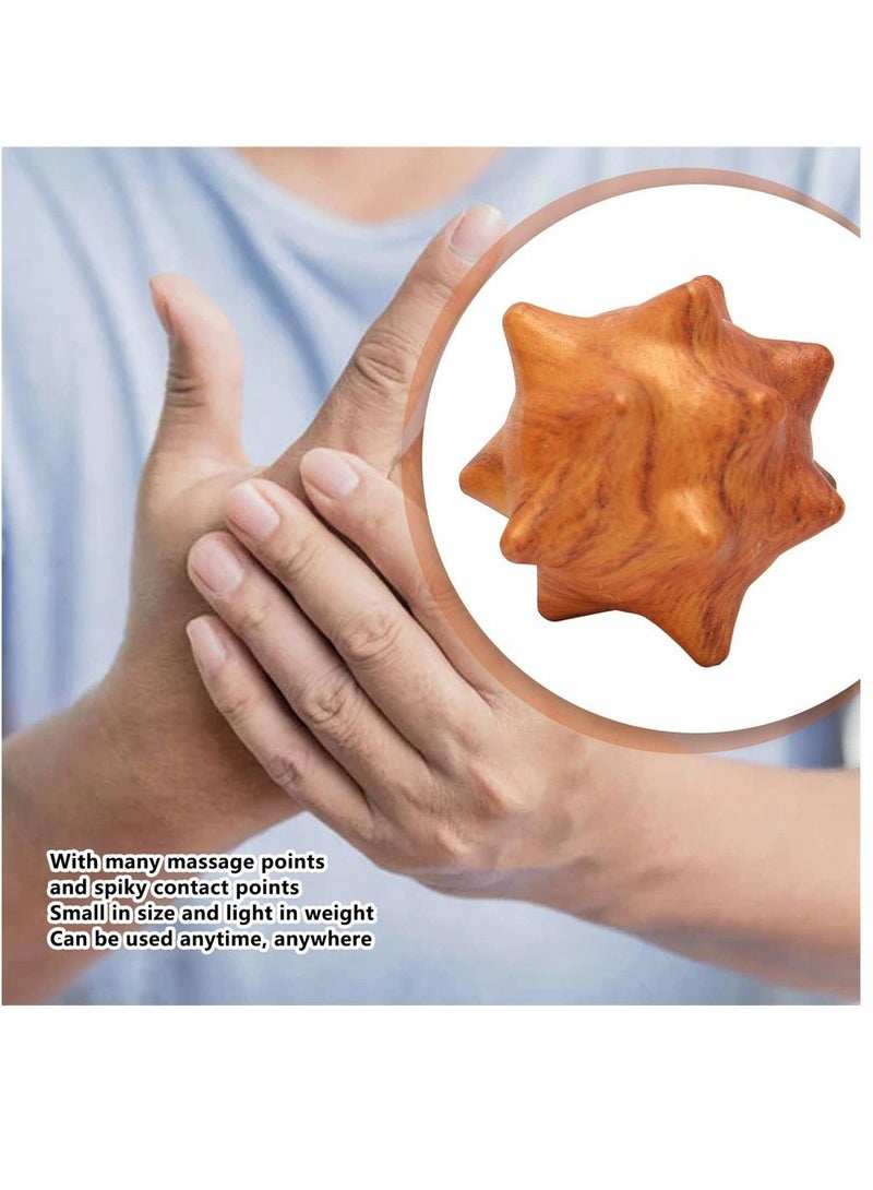 سيوسي كرة تمارين اليد الخشبية ، كرة تدليك اليد الخشبية للقدم ، والظهر ، والعضلات ، والتهاب اللفافة الأخمصية ، وتمارين كرة تدليك وجع العضلات ، واليوغا ، واستعادة نقطة الزناد للأنسجة العميقة ، قطعتان - Image 3