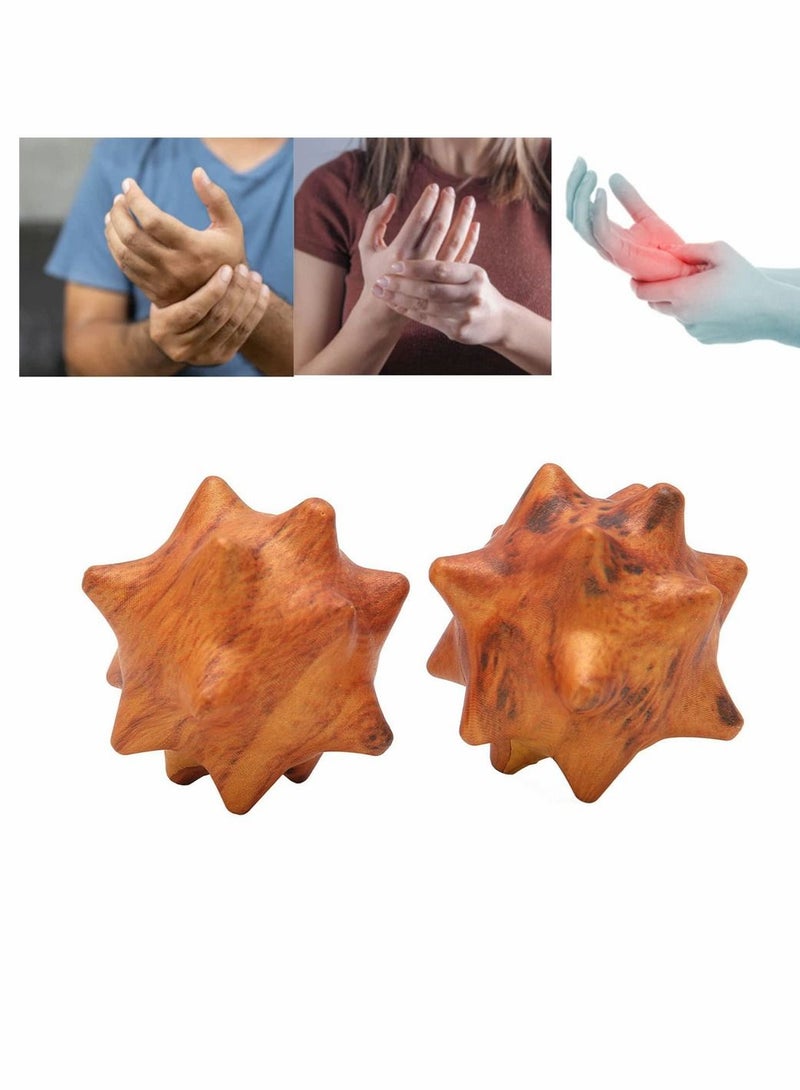 سيوسي كرة تمارين اليد الخشبية ، كرة تدليك اليد الخشبية للقدم ، والظهر ، والعضلات ، والتهاب اللفافة الأخمصية ، وتمارين كرة تدليك وجع العضلات ، واليوغا ، واستعادة نقطة الزناد للأنسجة العميقة ، قطعتان - Image 5