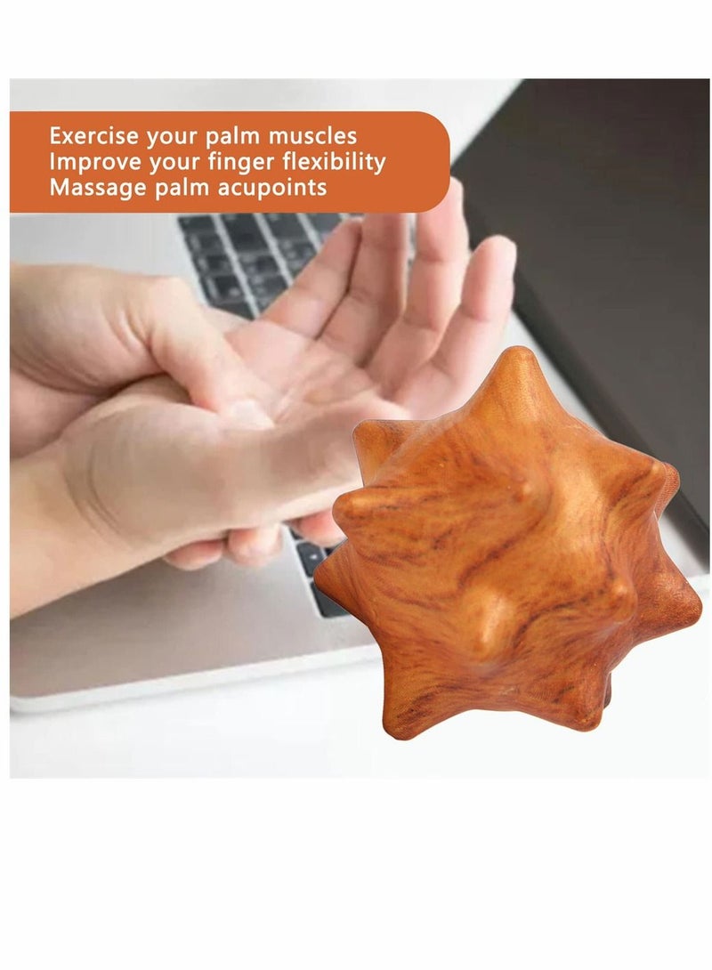 سيوسي كرة تمارين اليد الخشبية ، كرة تدليك اليد الخشبية للقدم ، والظهر ، والعضلات ، والتهاب اللفافة الأخمصية ، وتمارين كرة تدليك وجع العضلات ، واليوغا ، واستعادة نقطة الزناد للأنسجة العميقة ، قطعتان - Image 2