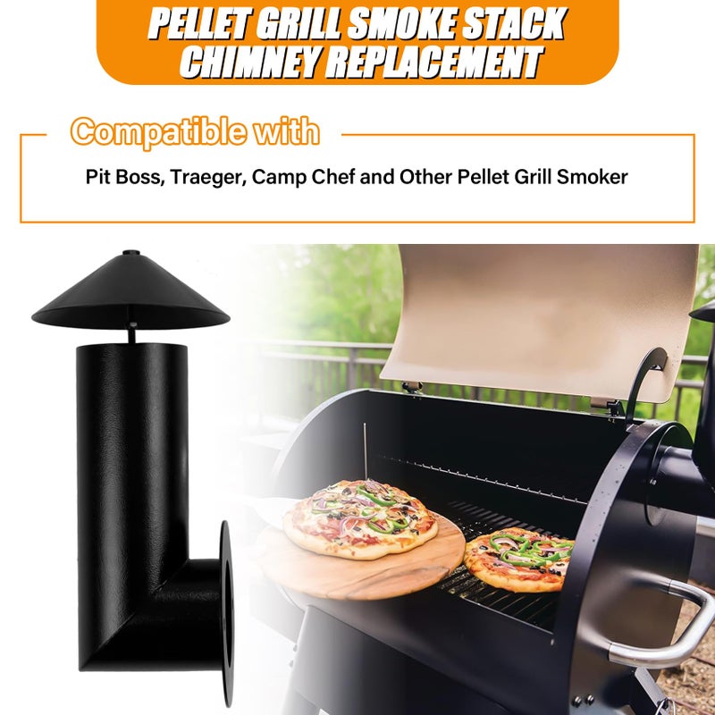 COMVIEE Pellet Grill Smoke Stack Chimney Replacement for Pit Boss Traeger Camp Chef, Replacement Stack Smoker Kits with Umbrella, Gasket, Screw, Locking Washer & Washer - Image 3