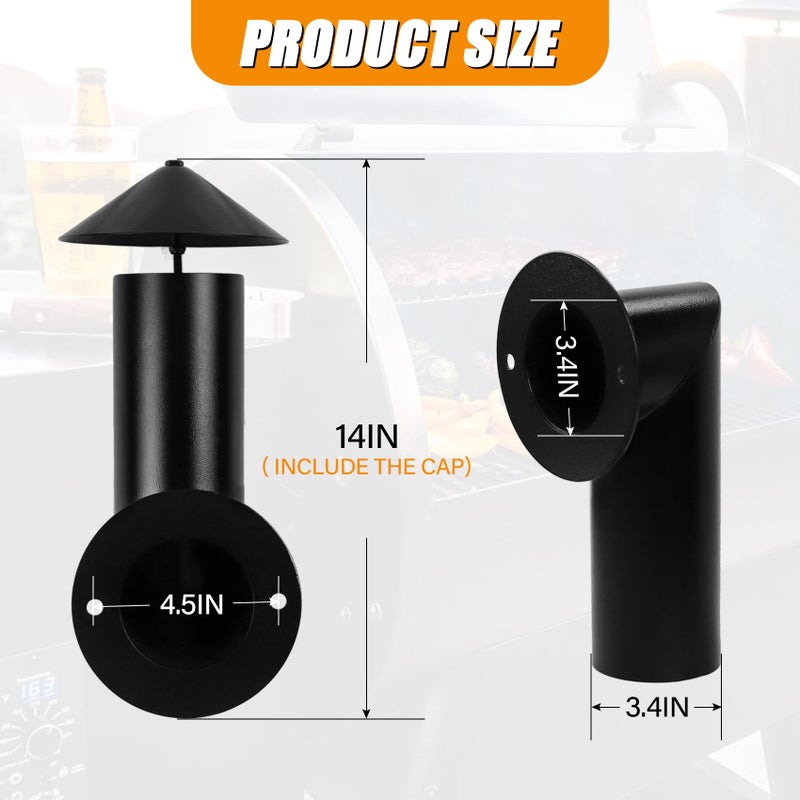 COMVIEE Pellet Grill Smoke Stack Chimney Replacement for Pit Boss Traeger Camp Chef, Replacement Stack Smoker Kits with Umbrella, Gasket, Screw, Locking Washer & Washer - Image 2