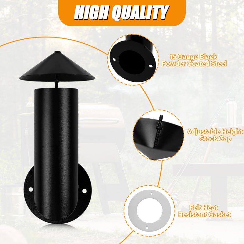 COMVIEE Pellet Grill Smoke Stack Chimney Replacement for Pit Boss Traeger Camp Chef, Replacement Stack Smoker Kits with Umbrella, Gasket, Screw, Locking Washer & Washer - Image 4
