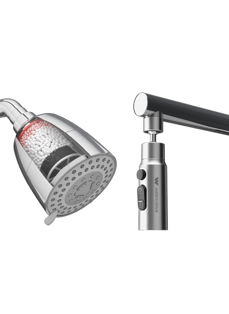 WaterScience WaterScience MultiFlow Shower Filter for Hard Water Tap Extender for Kitchen Sink Upto 70 Water Saving Compact  - Image 1