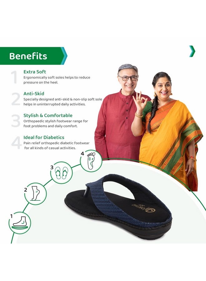 ORTHO JOY Extra-Soft Doctor Slippers for Women || Fancy Slippers for Women Blue color - Image 4