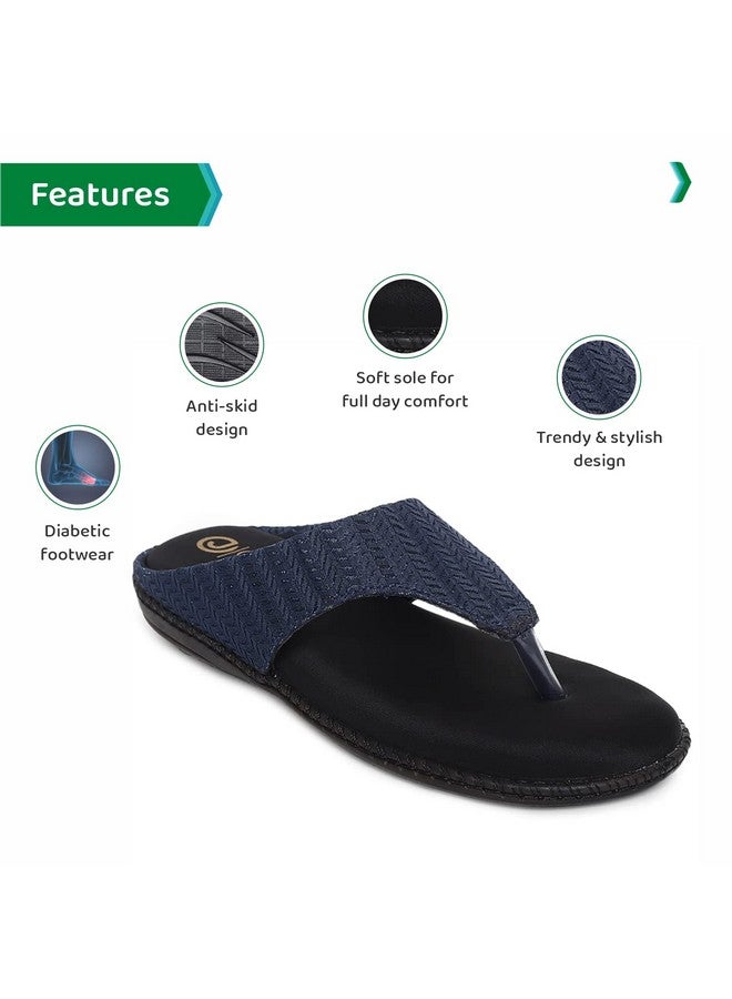 ORTHO JOY Extra-Soft Doctor Slippers for Women || Fancy Slippers for Women Blue color - Image 3