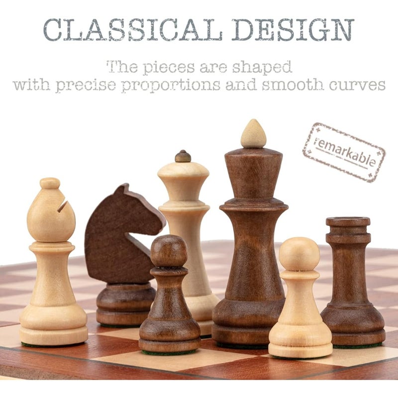 ZAMZIN Magnetic Wooden Chess Set | Portable Travel Chess for Adults & Kids | Folding Board Game with Handmade Felted Pieces | Mahogany & Maple Inlay | Educational Toys | Ultimate Portable Chess Set - Image 5