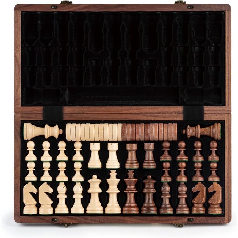 ZAMZIN Magnetic Wooden Chess Set | Portable Travel Chess for Adults & Kids | Folding Board Game with Handmade Felted Pieces | Mahogany & Maple Inlay | Educational Toys | Ultimate Portable Chess Set - Image 3