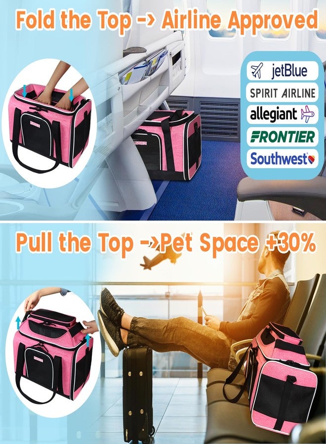 Petskd Top-Expandable Pet Carrier 17x12x8.5 Inches JetBlue Allegiant Spirit Airline Approved, Soft-Sided Carrier for Small Cats and Dogs with Locking Safety Zippers and Anti-Scratch Mesh(Pink) - Image 2