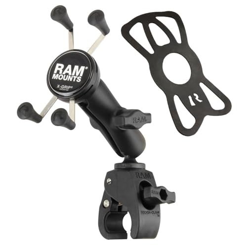 RAM Mounts حامل الهاتف الصغير RAM MOUNTS X-Grip مع قاعدة مشبك RAM Tough-Claw الصغيرة RAM-B-400-HOL-UN7BU مع ذراع متوسطة للدراجة النارية، ATV/UTV، الدراجة - Image 2
