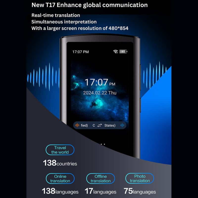 T17 Language Translator 138 Online 17 Offline Languages 3 Inch HD Touchscreen Two Way Voice Photo Translation - Image 5