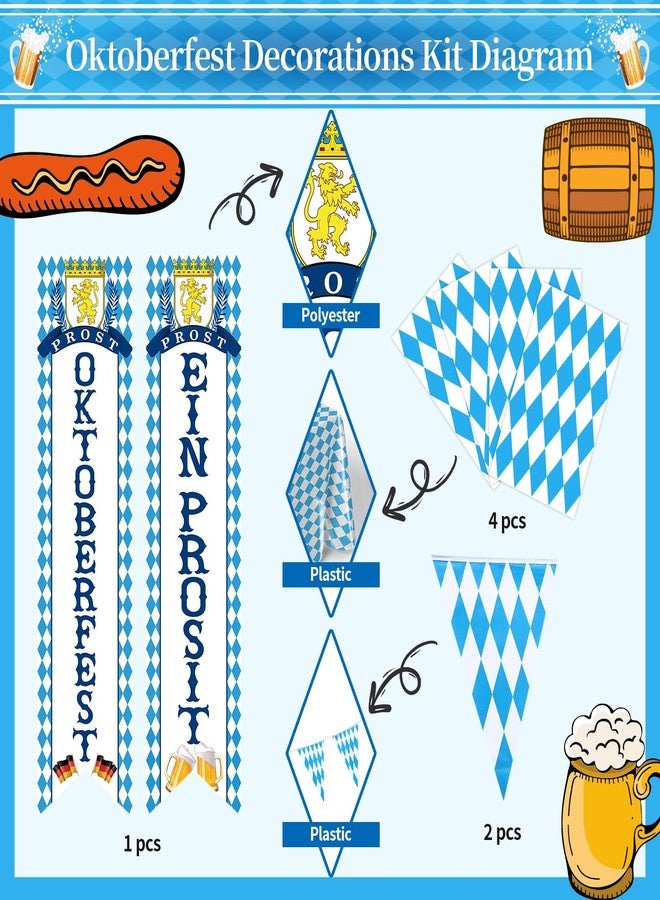 IPOOLTENG Oktoberfest Decorations Kit - White and Blue Oktoberfest Tablecloth, Oktoberfests Door Banner, Pennant String Flag Suitable for German Beer Festival Party - Image 3