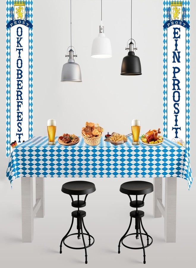 IPOOLTENG Oktoberfest Decorations Kit - White and Blue Oktoberfest Tablecloth, Oktoberfests Door Banner, Pennant String Flag Suitable for German Beer Festival Party - Image 4