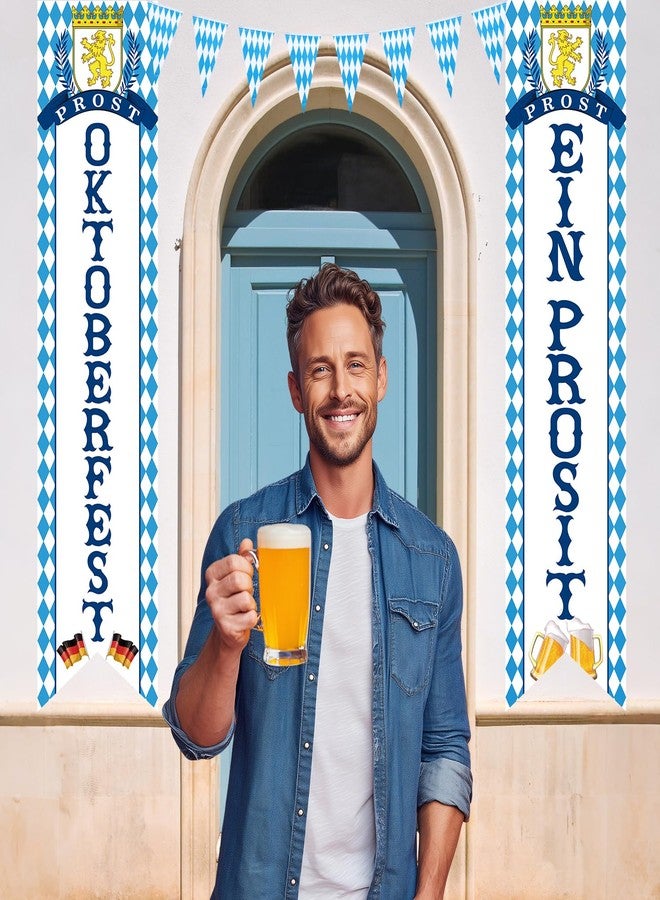 IPOOLTENG Oktoberfest Decorations Kit - White and Blue Oktoberfest Tablecloth, Oktoberfests Door Banner, Pennant String Flag Suitable for German Beer Festival Party - Image 5