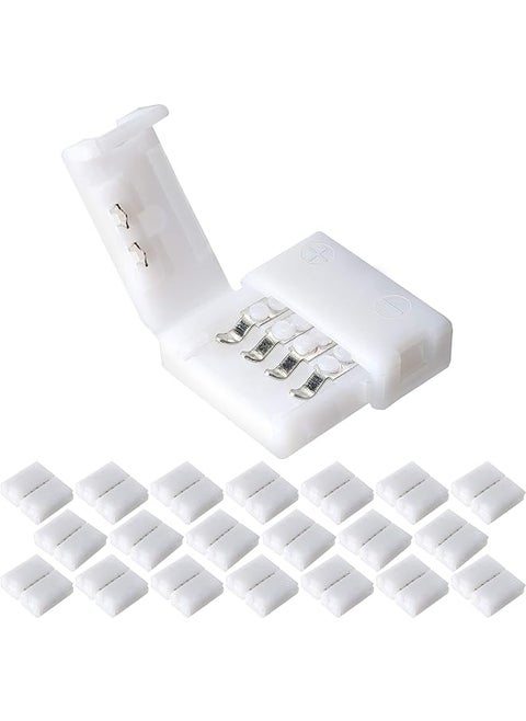 20 Pcs 4 Pin Rgb Led Light Strip Connectors Pbc 10Mm Wide Strip To Strip Led Adapter Gapless Solderless Clip Connectors For Smd 5050 Multicolor Led Strips White