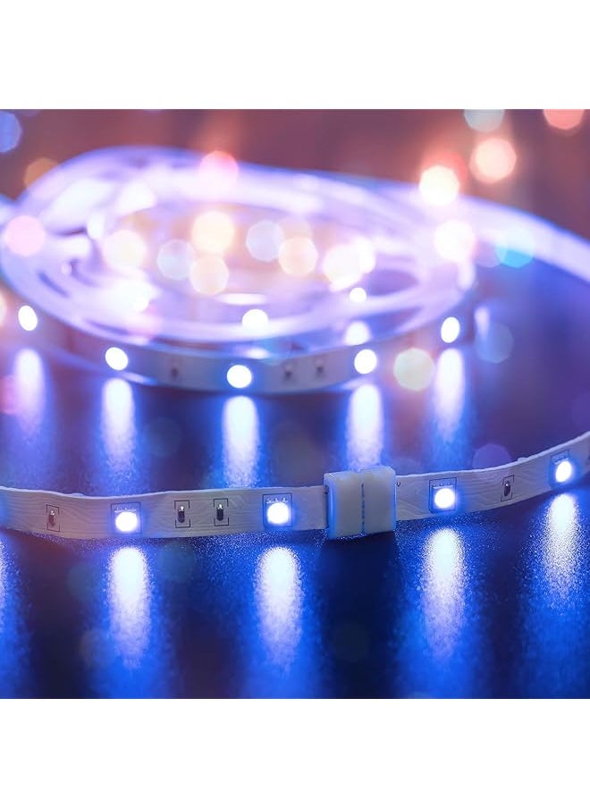 erorex - 20 Pcs 4 Pin Rgb Led Light Strip Connectors Pbc 10Mm Wide Strip To Strip Led Adapter Gapless Solderless Clip Connectors For Smd 5050 Multicolor Led Strips White - Image 1