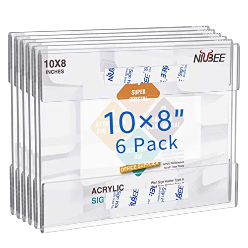 Niubee 8x10 inch Wall Mount Acrylic Sign Holder with Double Sided Tape Adhesive for Office, Home, Store, Restaurant, No Drilling -Horizontal (6 Pack) - Image 1