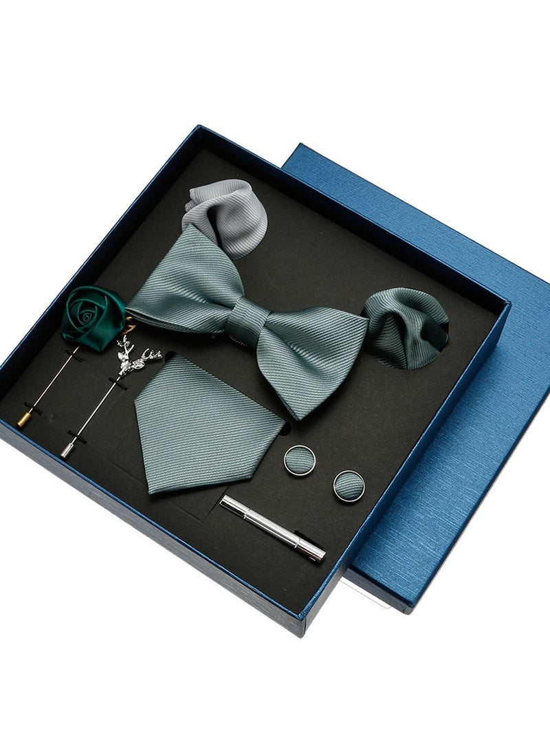 8 Pcs Men's tie pocket square cufflinks bow tie brooch set men's gift box set  - Image 1