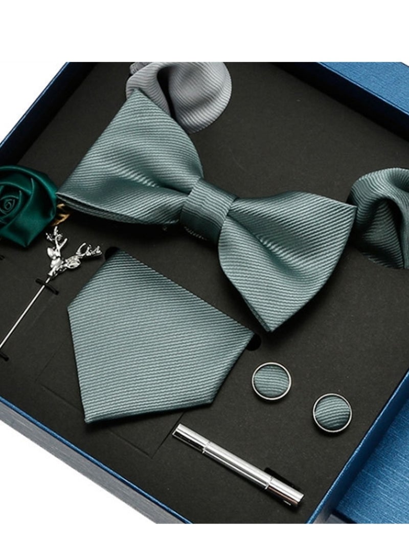 8 Pcs Men's tie pocket square cufflinks bow tie brooch set men's gift box set  - Image 4
