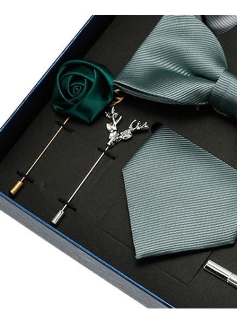 8 Pcs Men's tie pocket square cufflinks bow tie brooch set men's gift box set  - Image 2