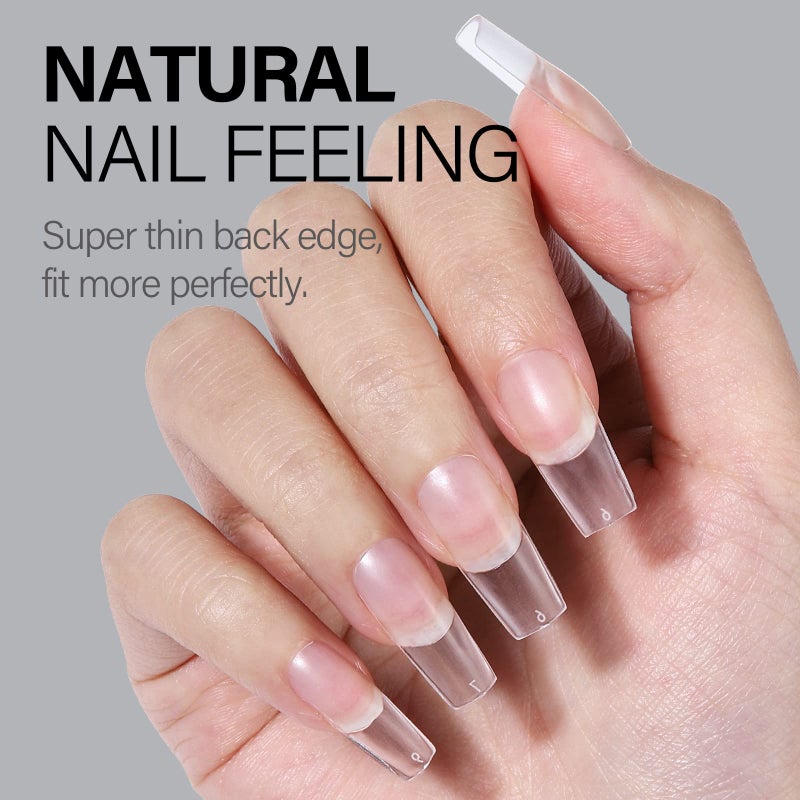 AILLSA Medium Square Nail Tips - Upgraded Matte Gel Full Cover Nails Tips No Filed, 240Pcs Pre-shaped Gelly Tips Acrylic Clear Fake Press On Soft Nail Tip for Soak Off Nail Extension 10 Sizes - Image 3