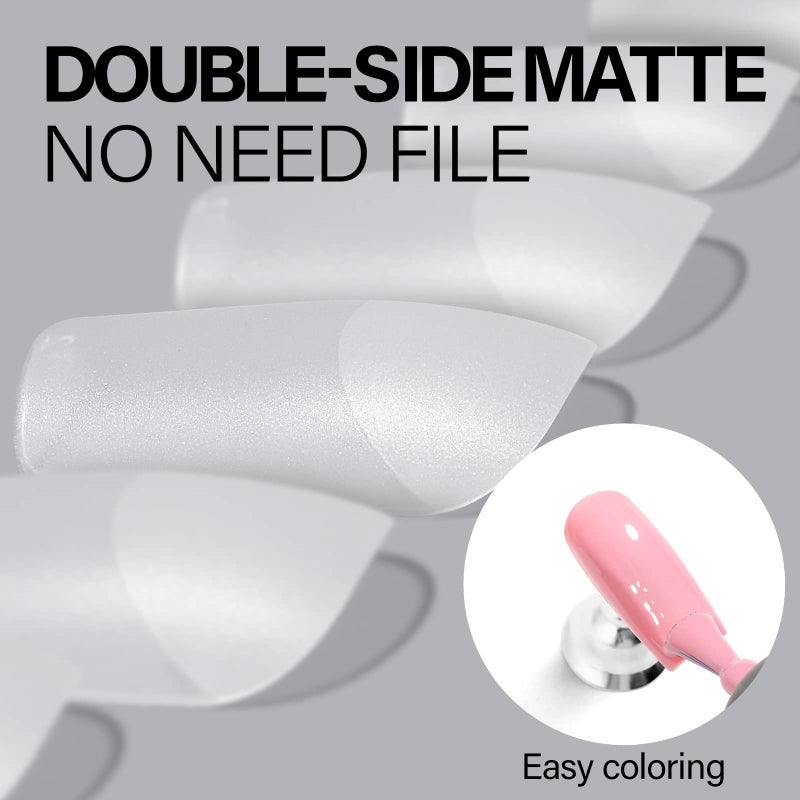 AILLSA Medium Square Nail Tips - Upgraded Matte Gel Full Cover Nails Tips No Filed, 240Pcs Pre-shaped Gelly Tips Acrylic Clear Fake Press On Soft Nail Tip for Soak Off Nail Extension 10 Sizes - Image 2