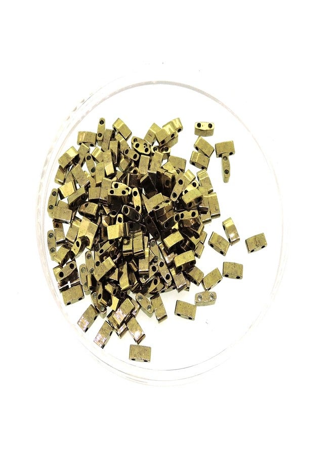 Miyuki Half Tila 2 Hole Rectangle Beads 5x2.3mm - Dark Bronze 7.8 Grams - Image 4