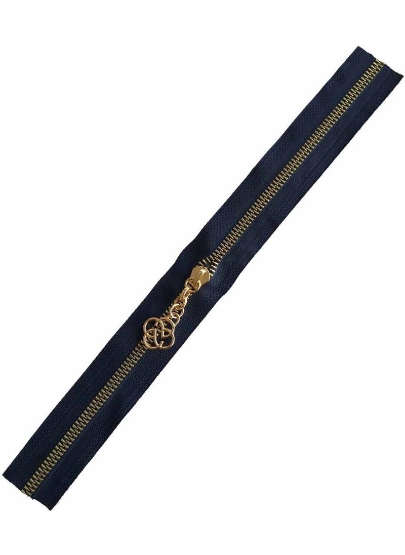 Angel Çanta Aksesuar Angel Bag Accessory Headed Zipper 30 cm Light Gold Metal Navy Blue 